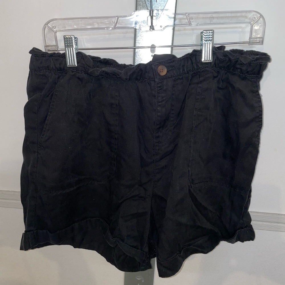 Black Paperbag Waist Women's Shorts
